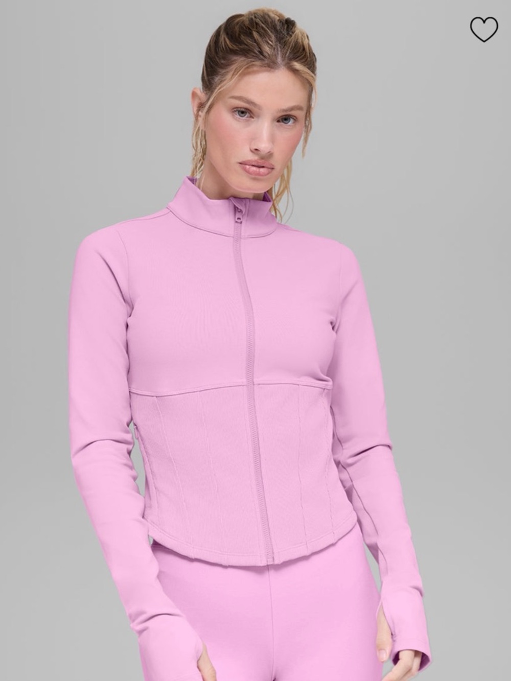 Alo Airbrush Corset Full Zip Jacket in Candy Heart Pink